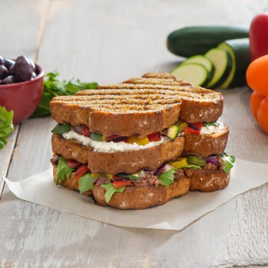 Grilled Veggie Triple Decker Sandwich