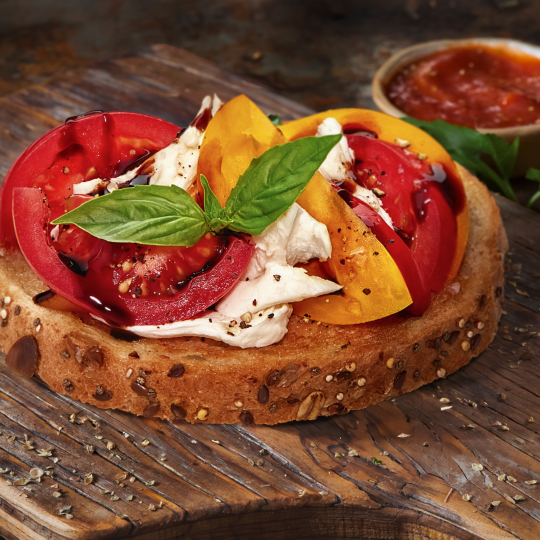 Tomato Mozzarella Open-faced Sandwich 