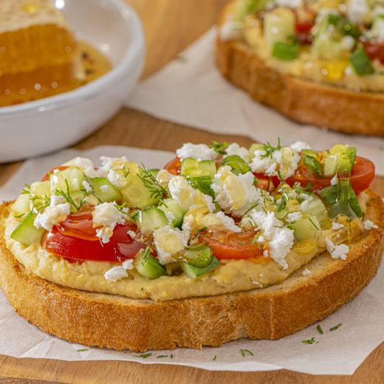 Hot Honey Hummus Toast on Sourdough Rye